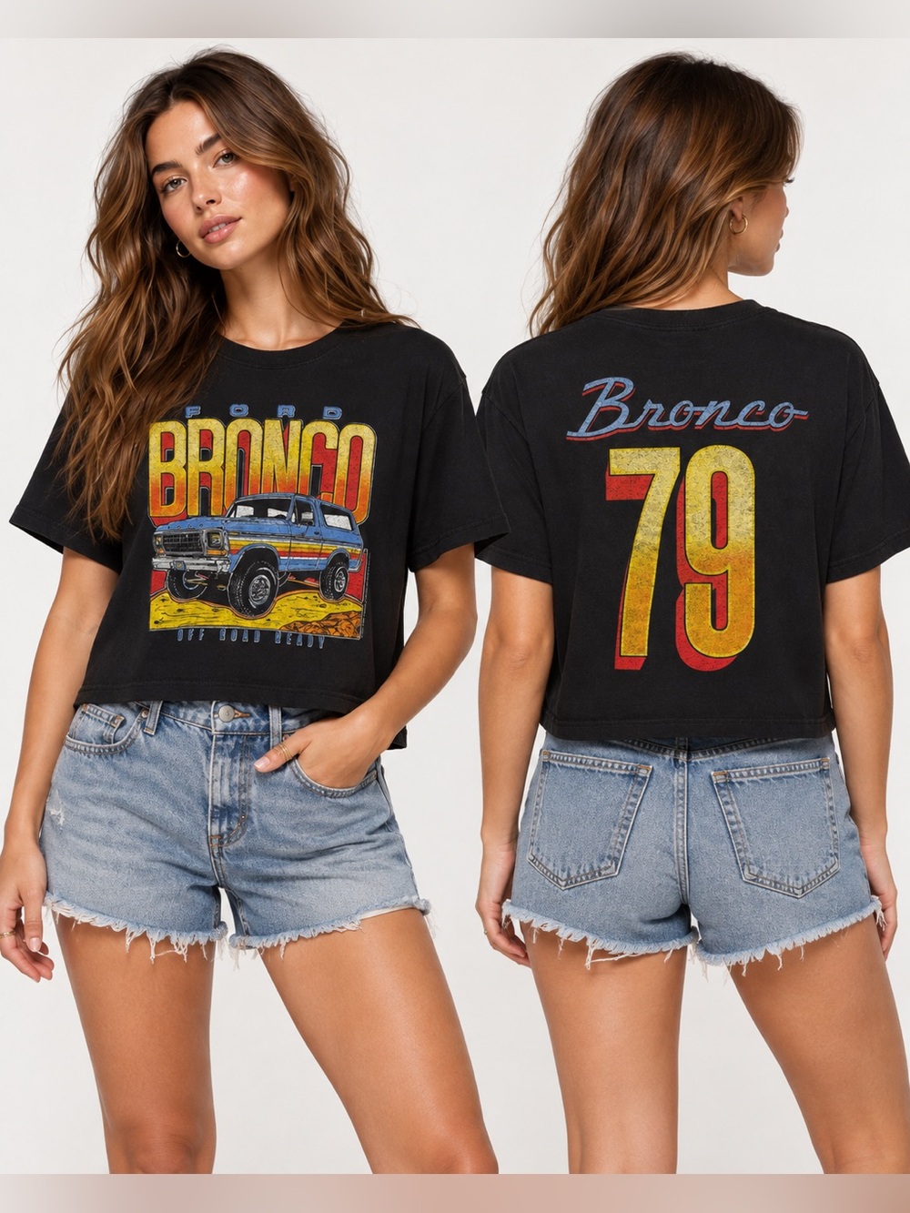 Ford Bronco 79 Graphic Cropped Tee Black | Women’s XS